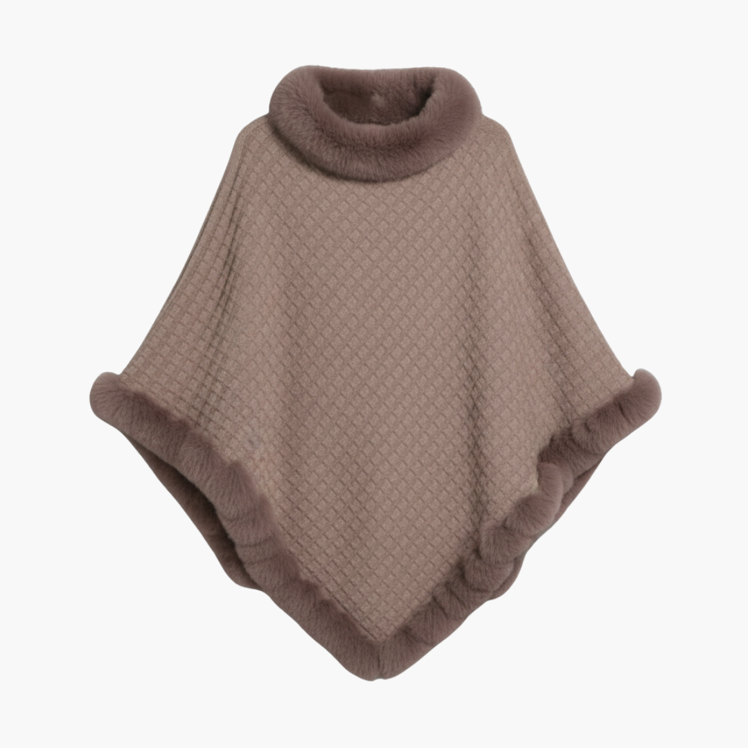 Soft Women's Oversized Poncho with Faux Fur Edge - Vossary