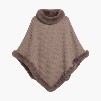 Soft Women's Oversized Poncho with Faux Fur Edge - Vossary