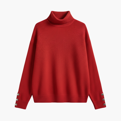 Ladies' Crew Neck Pullover Sweater with Button Details - Vossary