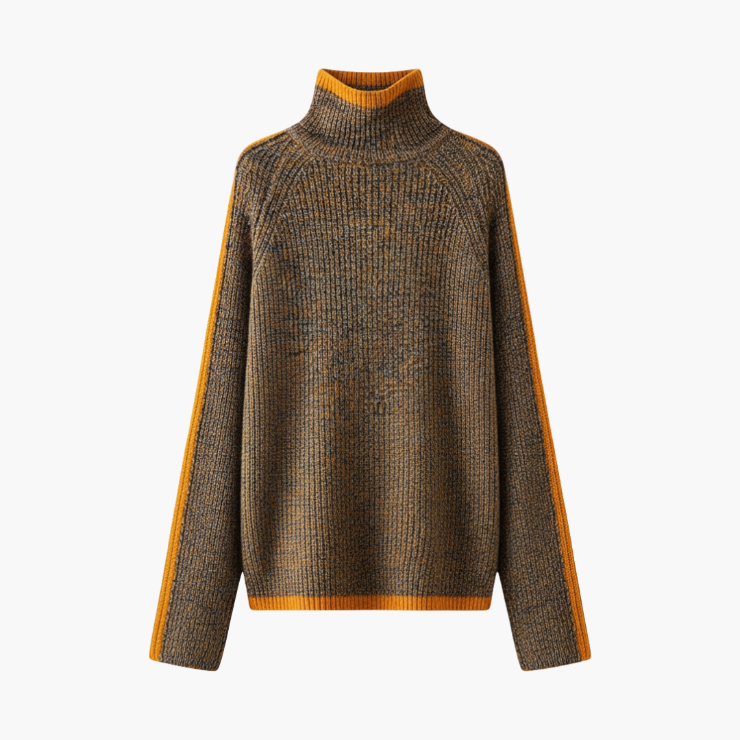 Soft Ribbed Neck Womens Knit Sweater - Vossary