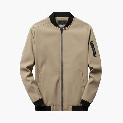 Men's Zip Up Bomber Jacket with Ribbed Cuffs - Vossary
