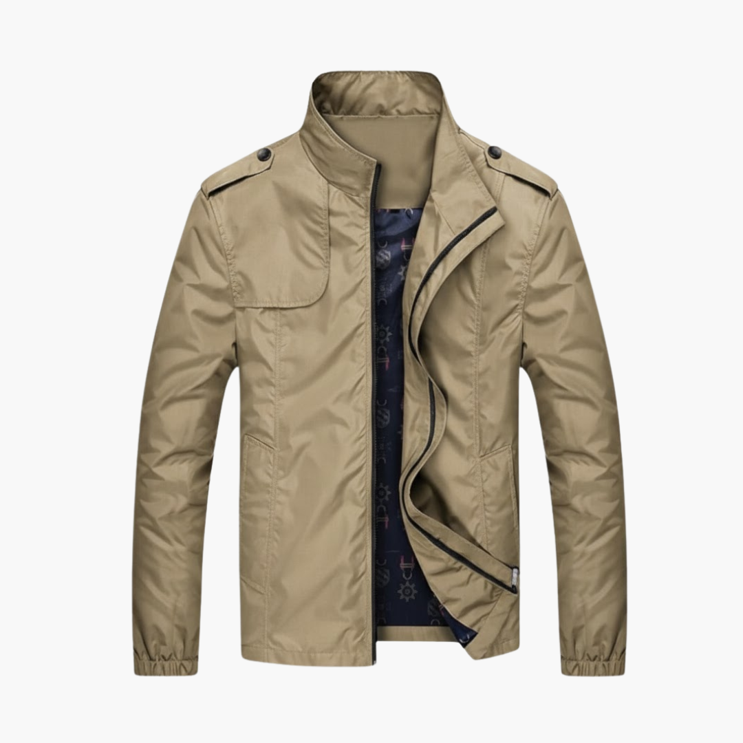 Waterproof Men's Zip Up Jacket with Stand Collar - Vossary
