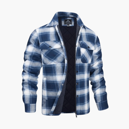 Rugged Plaid Quilted Flannel Jacket for Men - Vossary