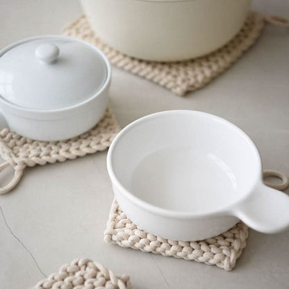 Thick Knitted Oven Mitt With Hang Loop