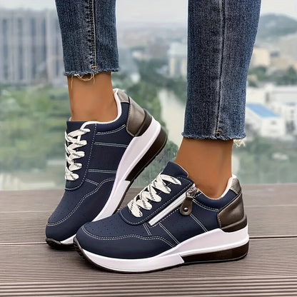 Comfortable Women's Low-Top Shoes with Zip Detail