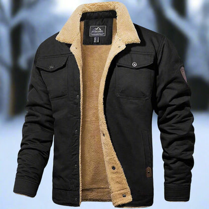 Cozy Fitted Denim Sherpa Jacket - EasyApparels