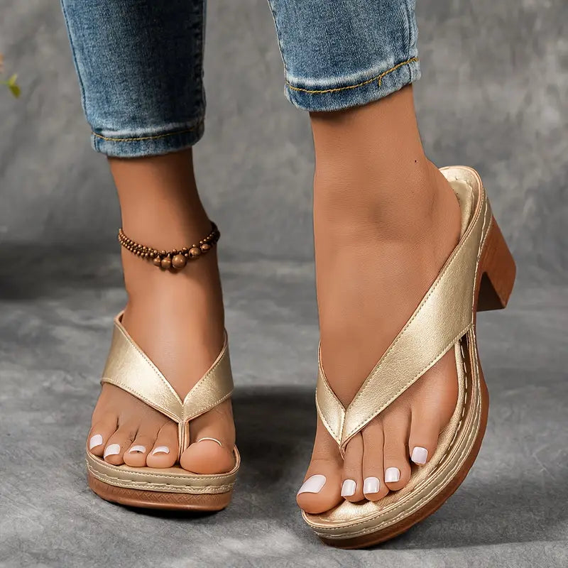 Comfortable Arch Support Heel Sandals - Vossary