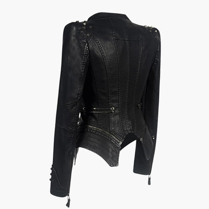 Edgy Women's Leather Jacket with Metal Studs