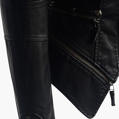 Edgy Women's Leather Jacket with Metal Studs