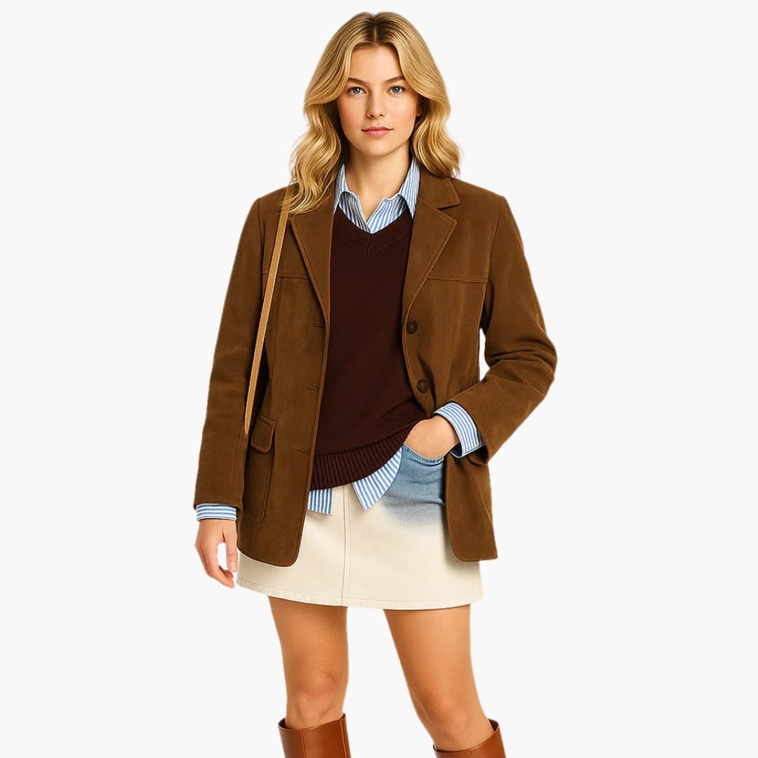 Ladies Classic Jacket with Buttons and Pockets - Vossary