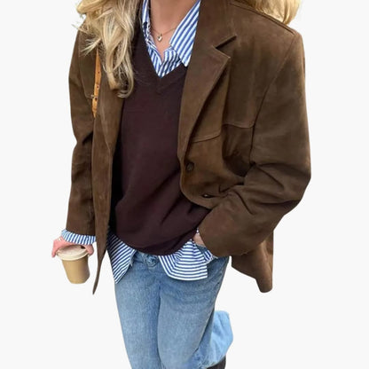 Ladies Classic Jacket with Buttons and Pockets