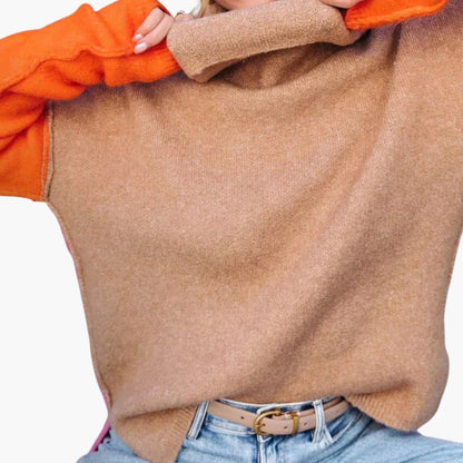Women's Multicolor Crew Neck Knit Sweater