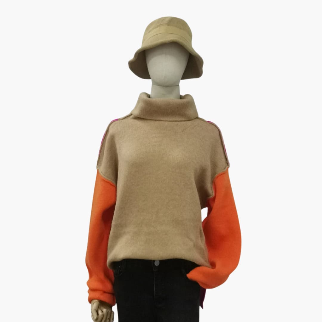Women's Multicolor Crew Neck Knit Sweater