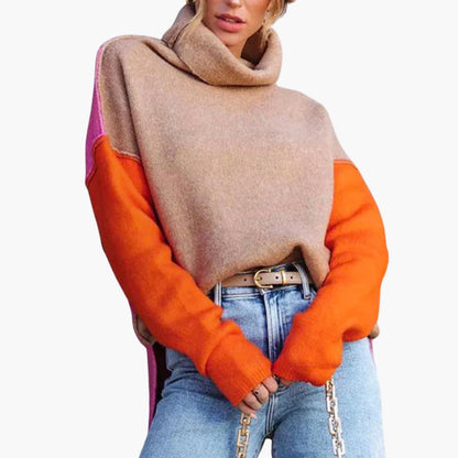 Women's Multicolor Crew Neck Knit Sweater