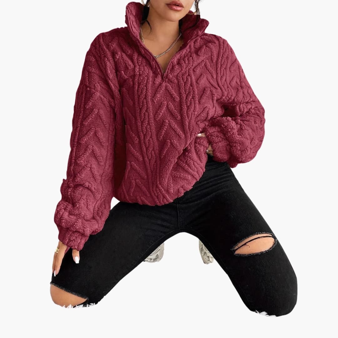 Soft Women's Cable Knit Fleece Sweater