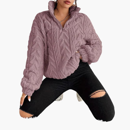 Soft Women's Cable Knit Fleece Sweater