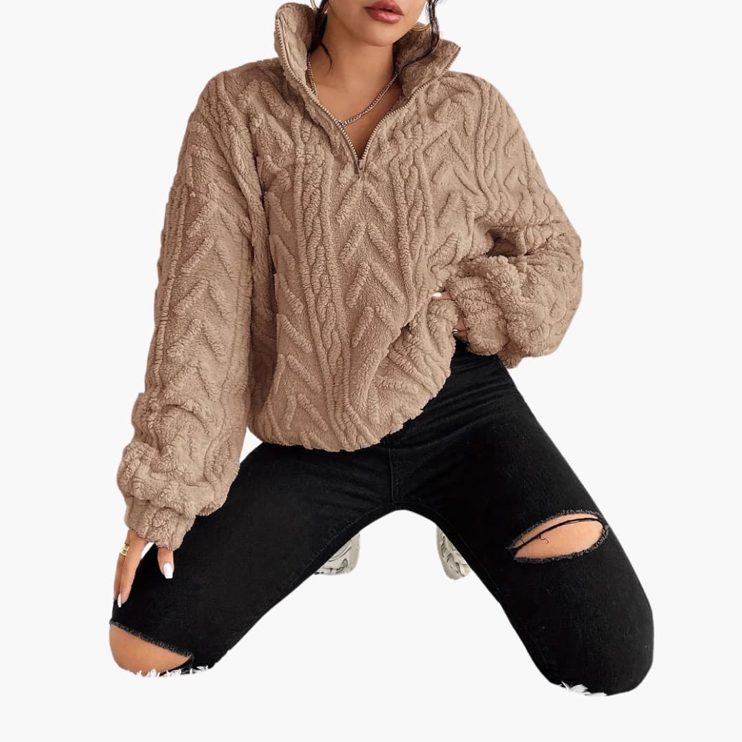 Soft Women's Cable Knit Fleece Sweater