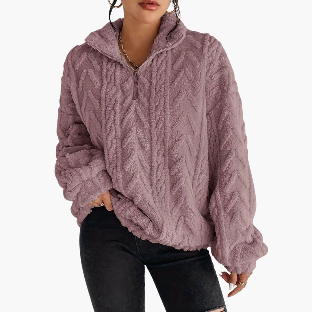 Soft Women's Cable Knit Fleece Sweater