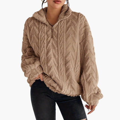 Soft Women's Cable Knit Fleece Sweater