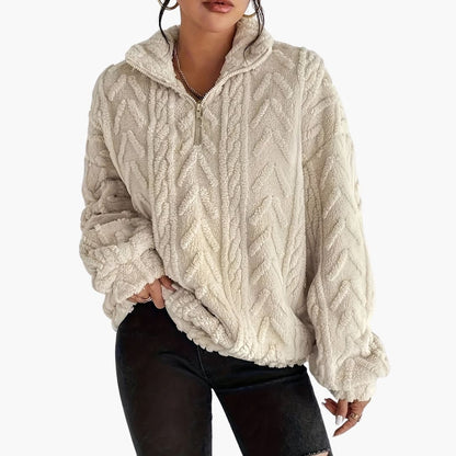 Soft Women's Cable Knit Fleece Sweater