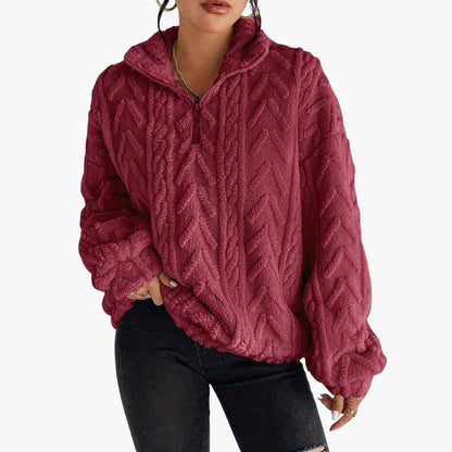 Soft Women's Cable Knit Fleece Sweater