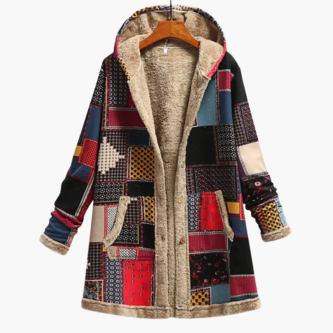 Ladies' Patched Button Front Hoodie Jacket - Vossary