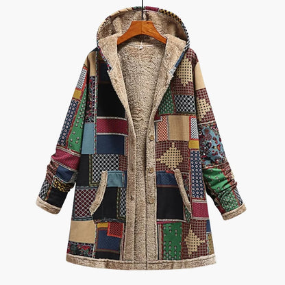 Ladies' Patched Button Front Hoodie Jacket