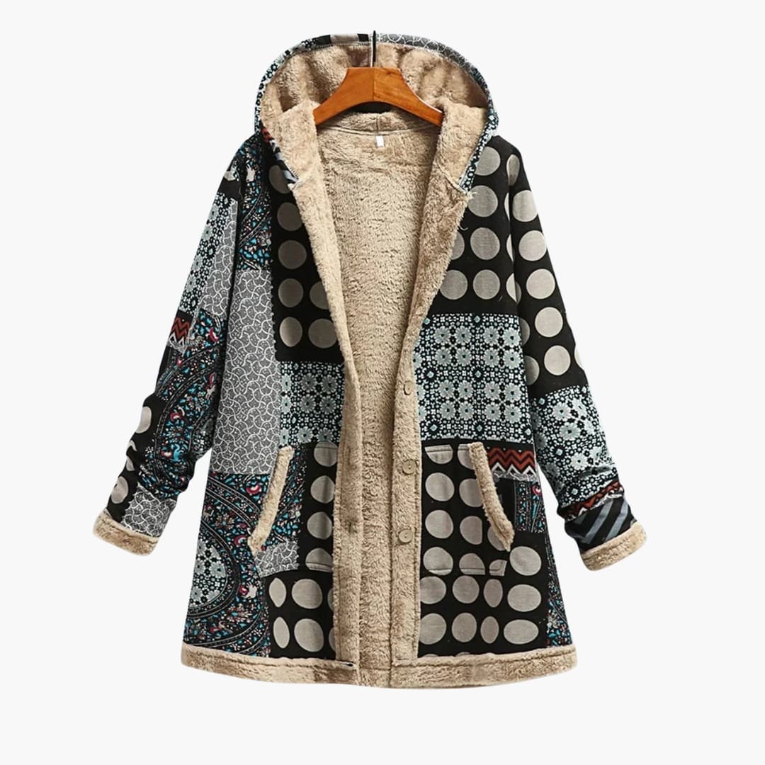 Ladies' Patched Button Front Hoodie Jacket