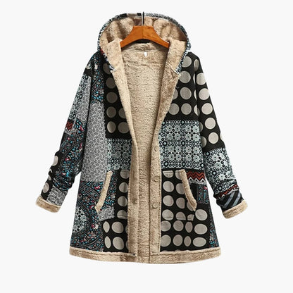 Ladies' Patched Button Front Hoodie Jacket