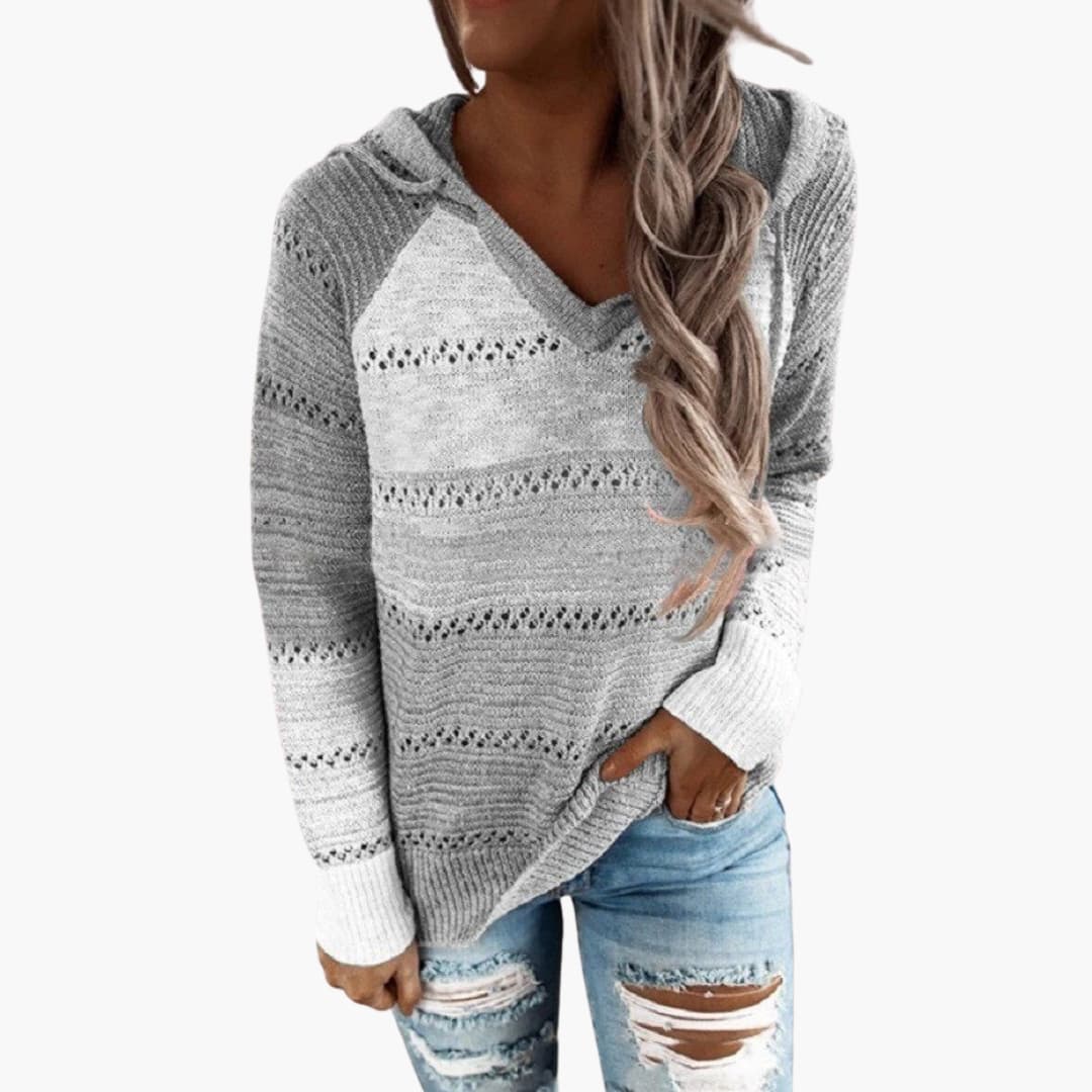 Comfy Striped Long Sleeve Women's Sweatshirt