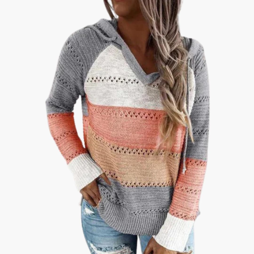 Comfy Striped Long Sleeve Women's Sweatshirt