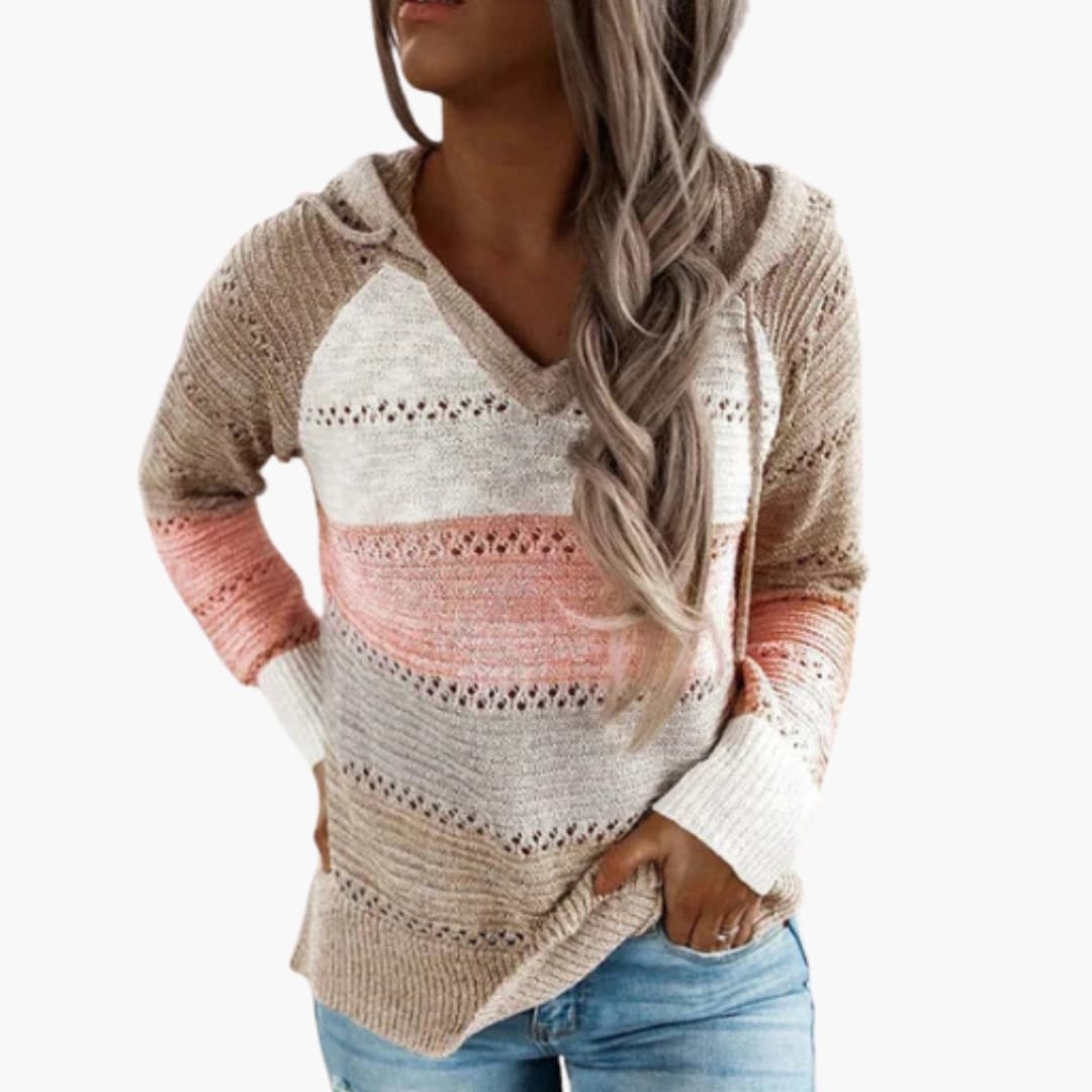 Comfy Striped Long Sleeve Women's Sweatshirt - Vossary
