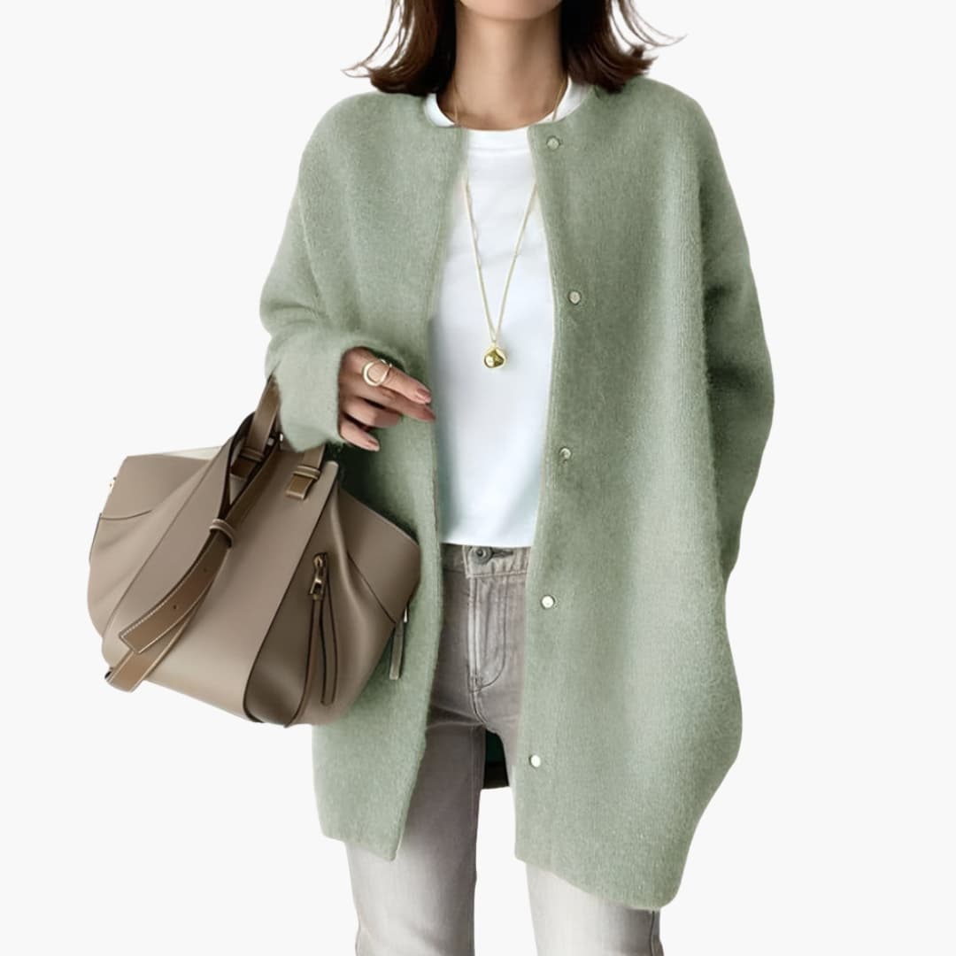 Ladies Open Front Snap Button Sweater