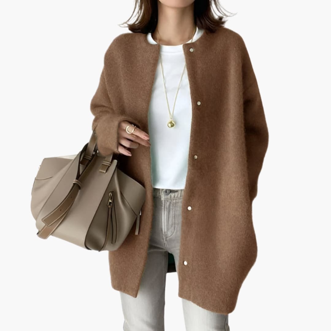 Ladies Open Front Snap Button Sweater