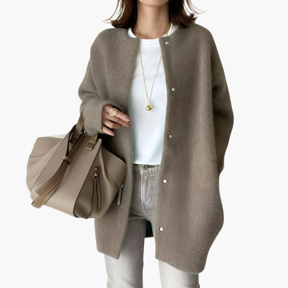 Ladies Open Front Snap Button Sweater