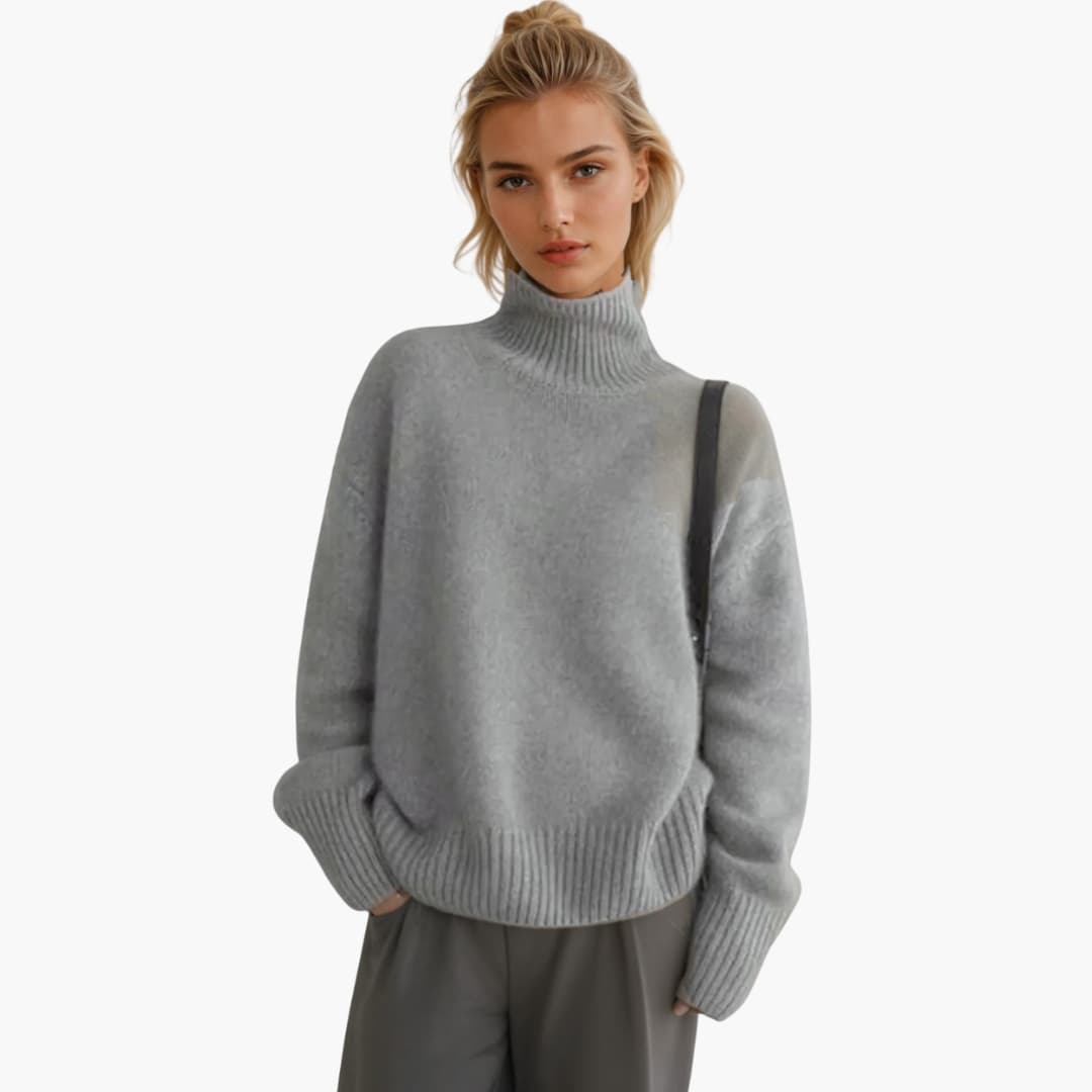 Women's Cozy Turtleneck Ribbed Sweater - Vossary