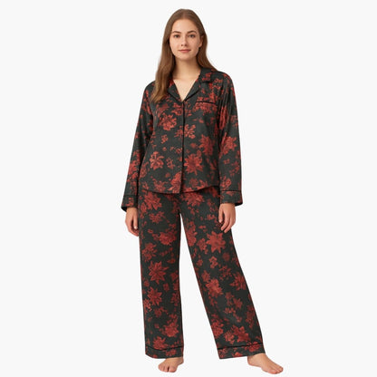 Ladies Sleepwear Floral Pajama Set Top and Bottom - Vossary