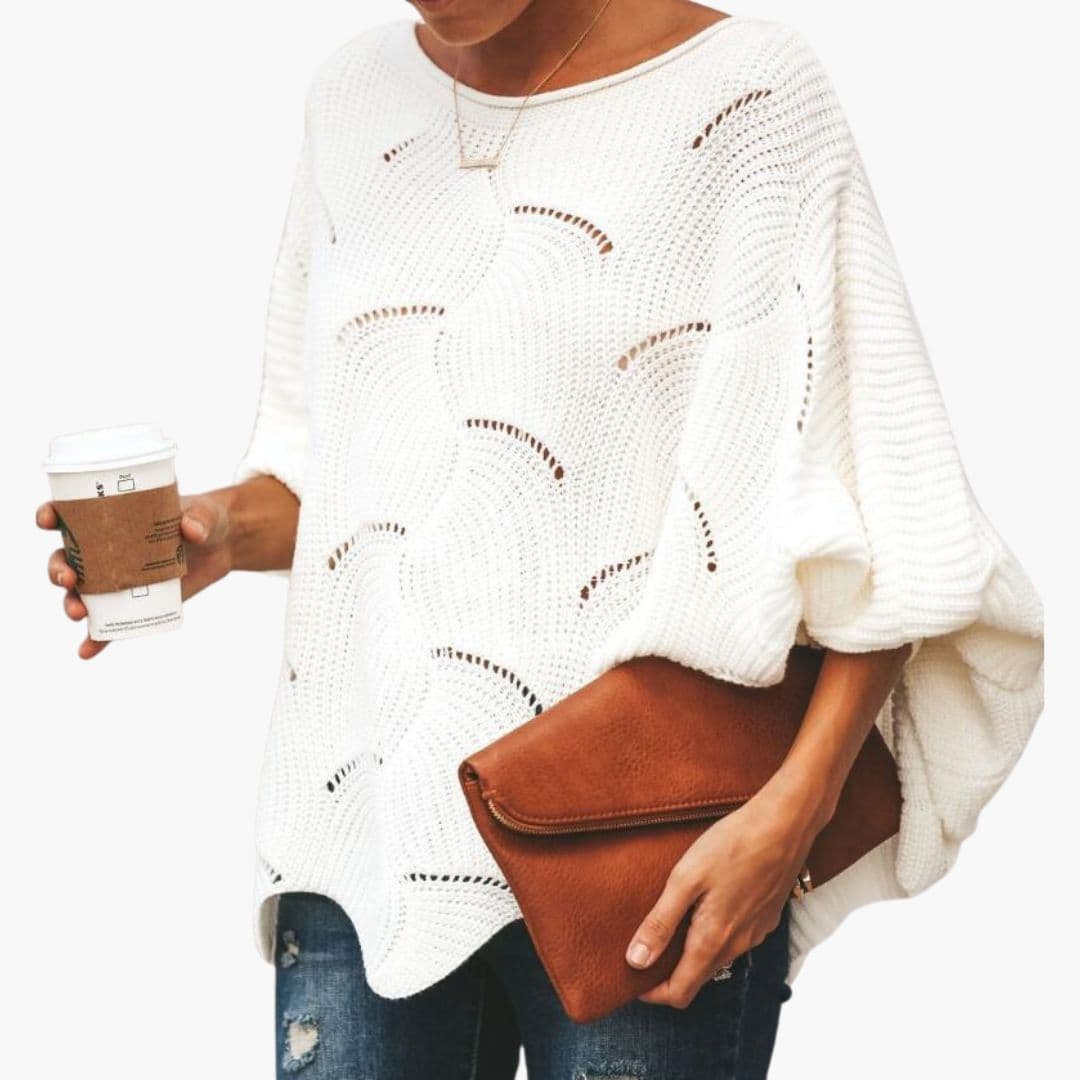 Women's Soft Oversized Sweater with Bell Sleeves - Vossary