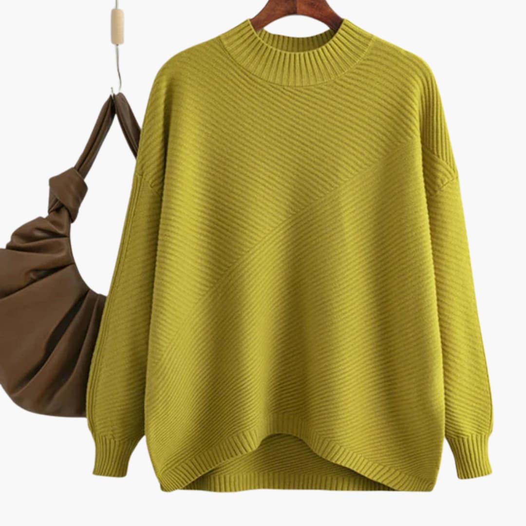 Soft Women's Crew Neck Ribbed Knit Sweater