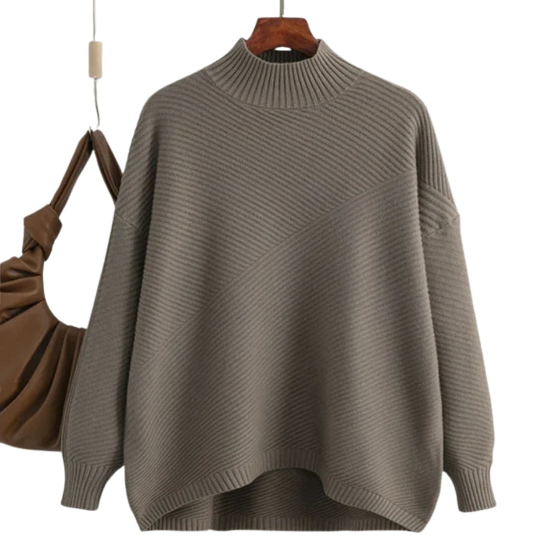 Soft Women's Crew Neck Ribbed Knit Sweater - Vossary