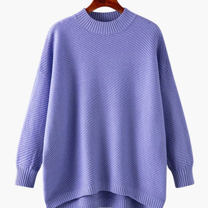 Soft Women's Crew Neck Ribbed Knit Sweater