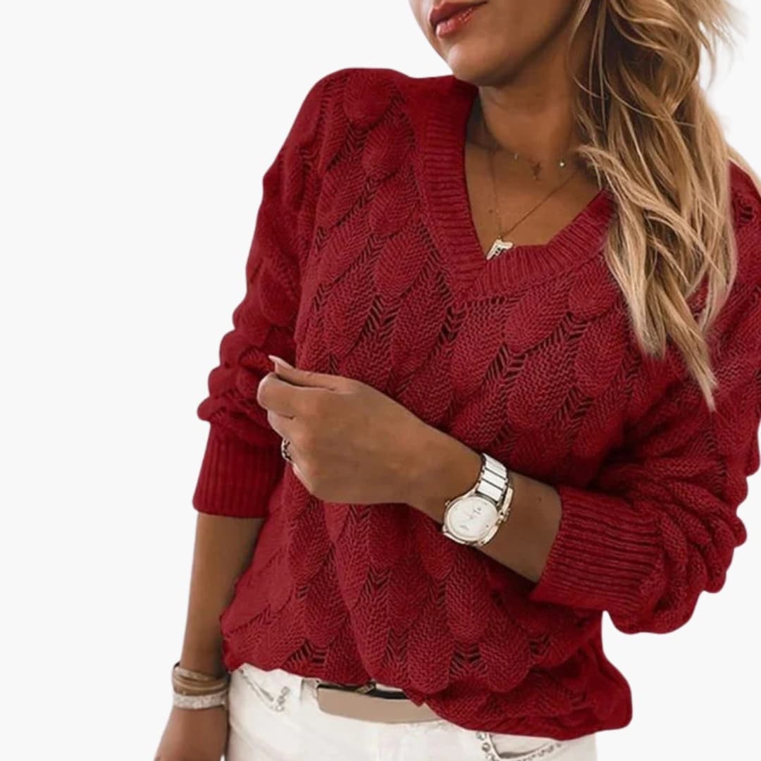 Soft V-Neck Ribbed Knit Women's Sweater