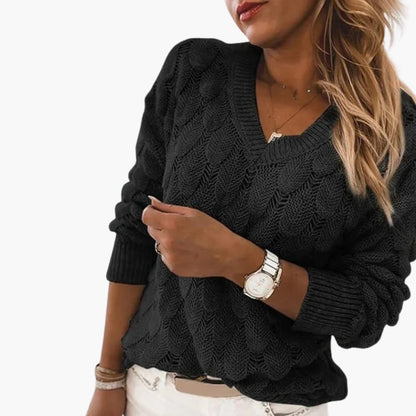 Soft V-Neck Ribbed Knit Women's Sweater