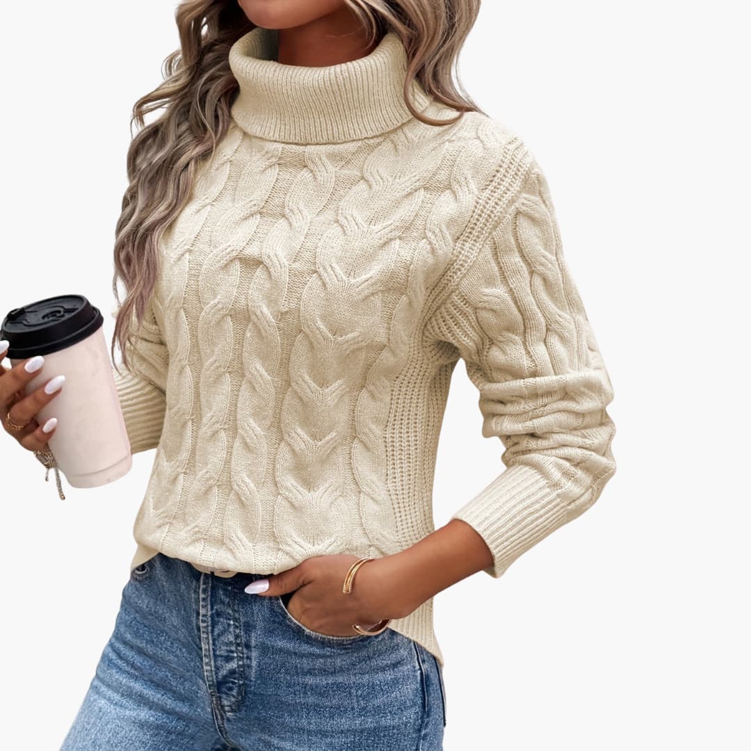 Women's Cable Knit Turtleneck Sweater