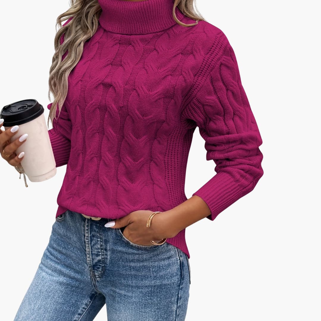 Women's Cable Knit Turtleneck Sweater