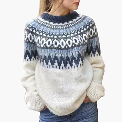 Classic Fit Women's Patterned Crew Neck Sweater - Vossary