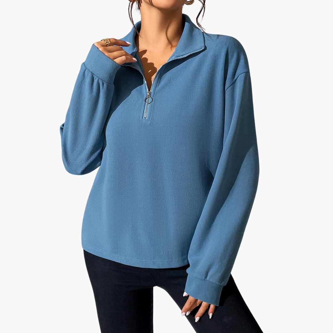 Ladies' High Neck Half Zip Sweater - Vossary