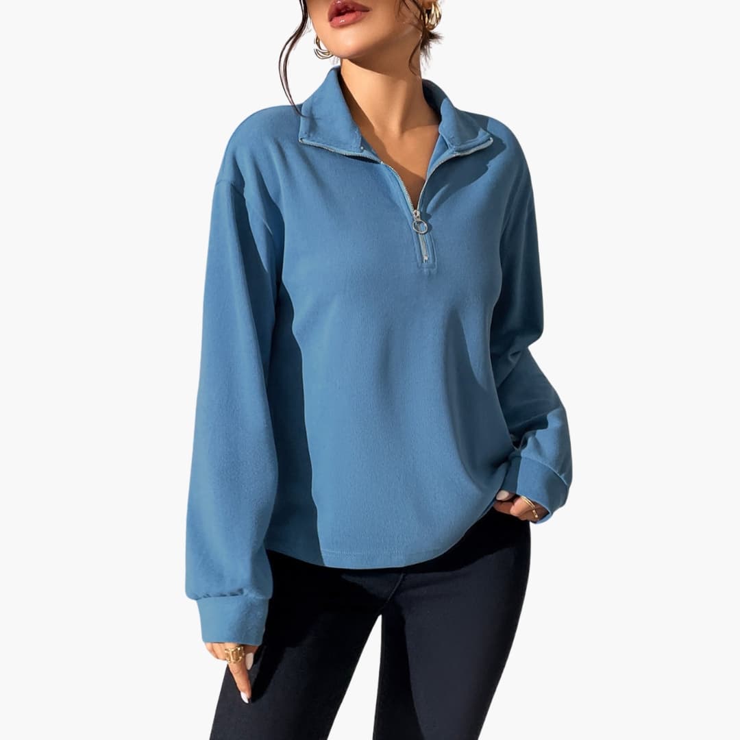 Ladies' High Neck Half Zip Sweater
