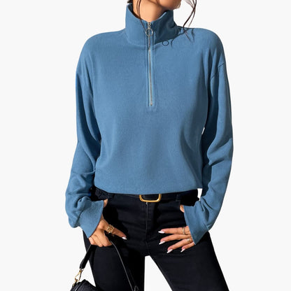 Ladies' High Neck Half Zip Sweater