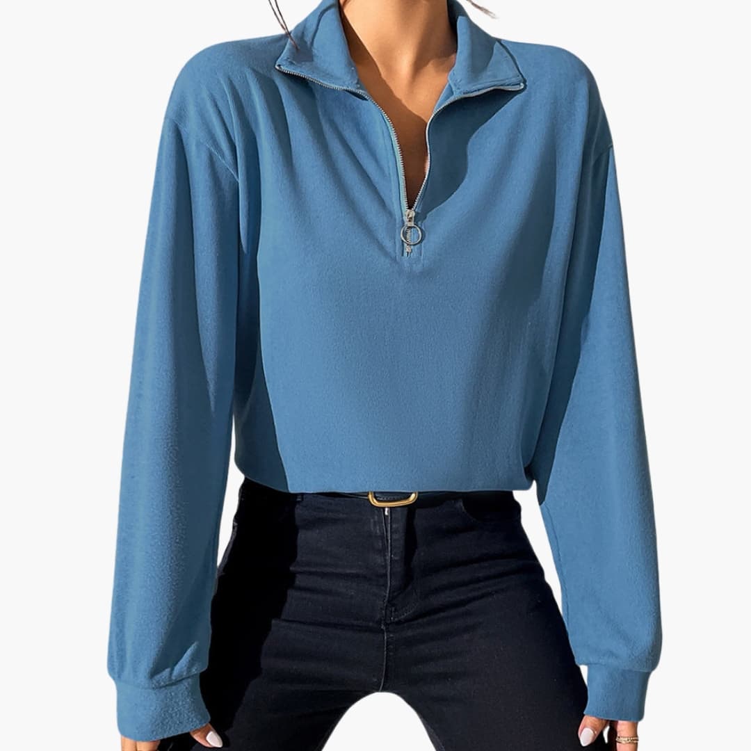 Ladies' High Neck Half Zip Sweater